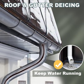 Electric Heat Trace for Roofs and Gutters with Clips and Spacers, SnulyHeet 15 Ft. 120 V Self Regulating Gutter Heat Tape for Ice Dam & Pipe Freeze Prevention with 10 ft Power Cold-Lighted Plug