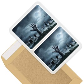 Rectangle Stickers (Set of 2) 10cm - Zombie Hand Graveyard Spooky Night Decals for Laptops,Tablets,Luggage,Scrap Booking,Fridges, 46532