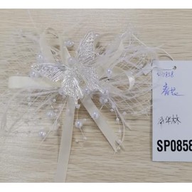 JAKAWIN Butterfly Hair Bow Clip White Mesh Headpiece for Women