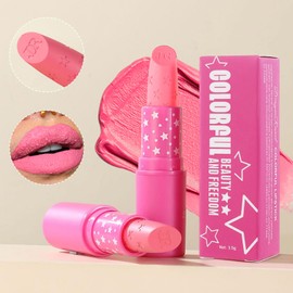 Bright Pink Matte Lip Stick, Hot Pink Lipstick for Women Long Lasting, Full-Coverage Moisturizing Smooth Lipsticks, Waterproof Non-Sticky Tinted Lip Balm Gift for Girls & Women