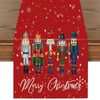 Christmas Table Runner, 33x183cm Red Linen Table Runner Christmas Nutcracker