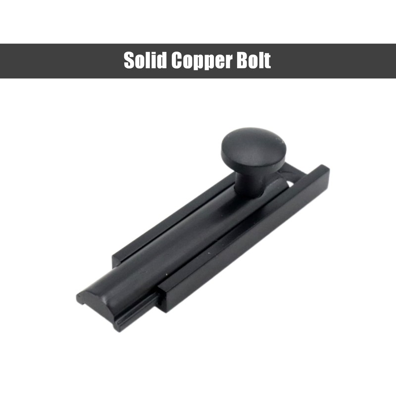 Joyangy 2 Inch Solid Copper Surface Bolt, Copper Slide Bolt