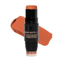 Nudestix Nudies Matte Lux – 3-in-1 Soft-Matte Blush Stick for Cheeks, Eyes & Lips with Built-In Brush | Cream-to-Powder Finish with Blurring Effect | 