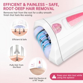 Epilierer Damen - Gesichtsepilierer Damen mit LED - Sanfte Langanhaltende Kabelloser Elektrisch Epilator - Haarentfernung für Damen Gesicht Intimbereich Körper Achselhöhle Bein Bikinizone Arme
