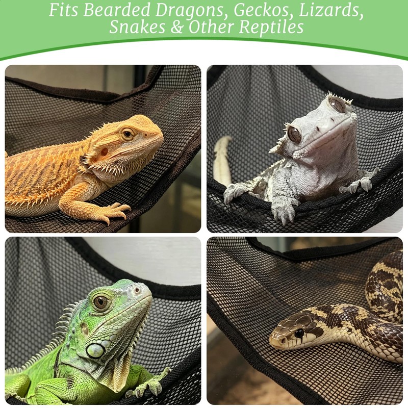 Ykimok 3Pcs Bearded Dragon Hammock - Nylon Mesh Reptile Hammock