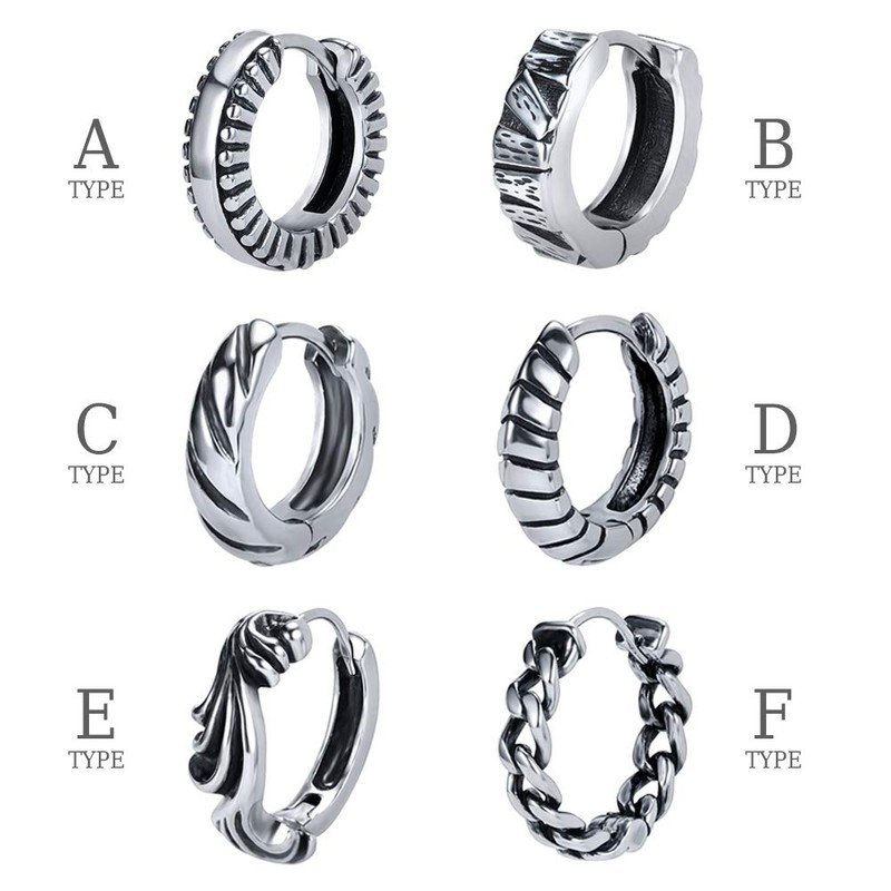 LUXSTAR Men's Hoop Earrings, 6 Styles, Single Ear, Hypoallergenic, Stainless