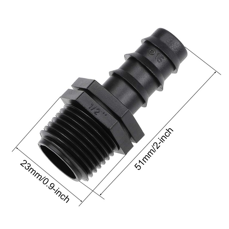 sourcing map Barb Drip Pipe Connector 1/2 BSPT Male Thread