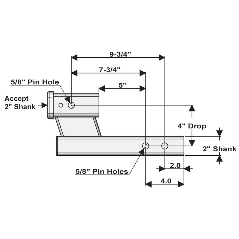 TOPTOW Trailer Receiver Hitch Extender Adapter 4" Drop/Riser, 8" and