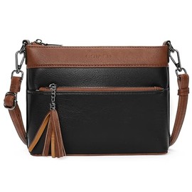 GOIACII Crossbody Bags for Women Small Phone Purse Shoulder Handbags Vegan Leather with Tassel Zipper Pocket