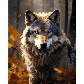 Zariocy 5D Diamond Painting Kits, Wolf, DIY Painting with Diamond Art, Animals, Round, Full Drill, Crystal Diamond Embroidery, Painting, Craft for Home, Office, Wall Decor, 30 x 40 cm