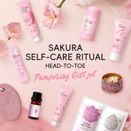 LAIKOU Sakura Hand & Foot Care Gift Set, 21PCS Luxurious Spa Kit, Pamper Self Care Package for Women Teenage Girls Mothers Day Christmas, Birthday Gifts Set for Her Mum Sister