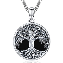 Friggem Tree of Life Necklace, 925 Sterling Silver Tree of Life Pendant Necklace Celtic Knot Tree of Life Jewellery Gifts for Women Girls, Sterling Silver, No Gemstone