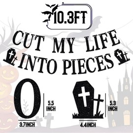 Banner de Cut My Life Into Pieces – Cartel de cumpleaños funerario para cumpleaños 30/40/50 cumpleaños, noche de fiesta emo, pancarta de cumpleaños de los veinte, suministros de decoración para fiesta de feliz cumpleaños