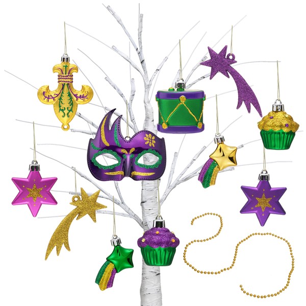 Valery Madelyn 12Pcs Mardi Gras Tree Decorations Gift Pack, Mardi