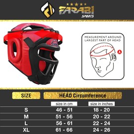 Farabi Sports Head Guard Front Bar Grill protector Krav Maga Kick Boxing Head Protection (Red, Large)