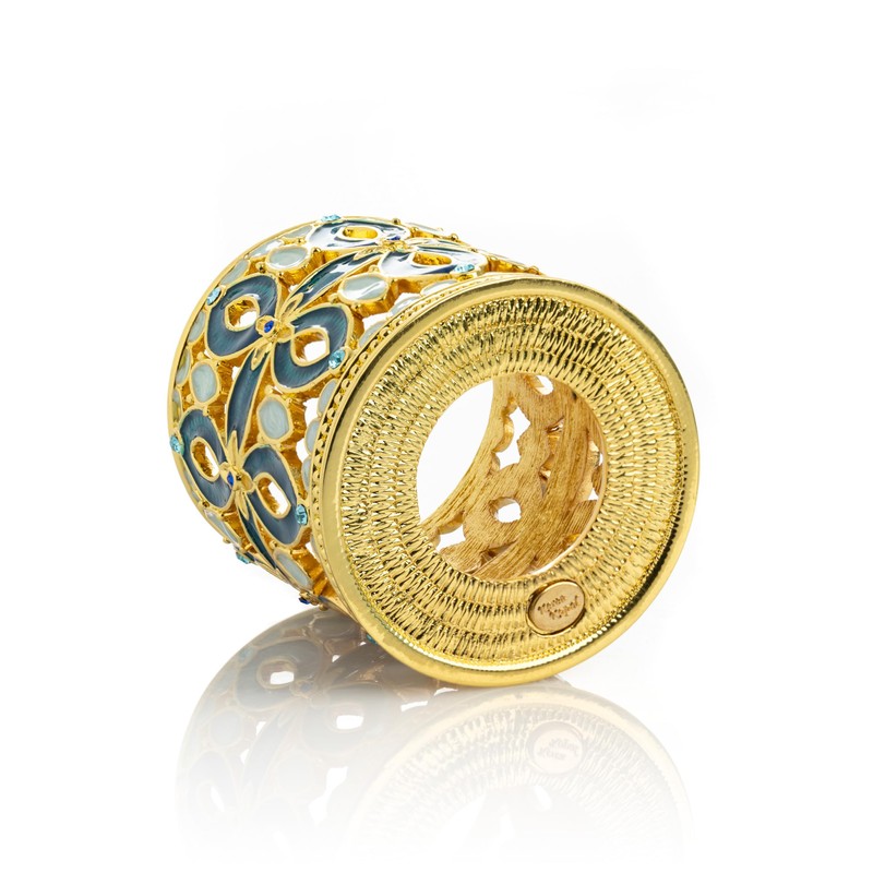 Golden Blue Decorated Candle Holder