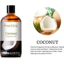 PHATOIL 3.38FL.OZ Coconut Fragrance Oils for Aromatherapy, Essential Oils for Diffusers for Home, Perfect for Diffuser, Yoga, Skin Care, DIY Candle and Soap Making - 100ml