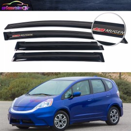 Unbranded For 09-14 Honda Fit JAZZ GE8 4DR Window Visor Smoke Guard Shade 4PCS w/ 3D Mugen