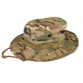 Military Boonie Hat, Tactical O.C.P. Multicam Camo Pattern, Wide Brim with Chin Strap (US, Numeric, 7 3/8, OCP Scorpion)