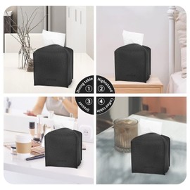 ORGAZARD Modern Cube Tissue Box Cover, 2 Layers Pu Leather, Upgraded Thickend, Decorative Square Tissues Box Holder for Bathroom, Vanity Countertop, Night Stands, Desk, 5"X5"X5" (I- Peach Pink)