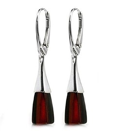 Ian and Valeri Co. Black Cherry Amber Silver Leverback Contemporary Earrings