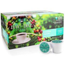 Day to Day 120 Count Colombian Supreme Single Serve Coffee Cups, Coffee Kcups for Keurig, Box of 120 Count Colombian Supreme Light Roast Coffee Pods