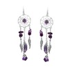 Zeylus Handmade Dreamcatcher Feather Artificial Amethyst Dangle Earrings