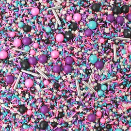 Milky Way| Space Galaxy Pink Purple Black Silver New Year's Colorful Candy Sprinkles Mix For Baking Edible Cake Decorations Cupcake Toppers Cookie Decorating Ice Cream Toppings, 4OZ