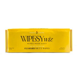 WIPESYwiz Butt Wipes - Ph Balanced, 100% Plant Fiber, Plant Extract Infused and On the Go Disposable & Flushable Wipes for Adults - 10 Packs of 8 Piece Wet Towels for Women and Men, Travel Friendly