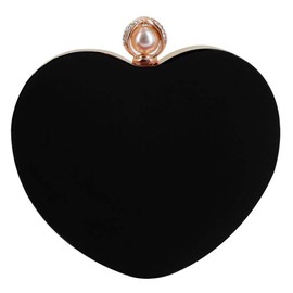 Ashdown Women Evening Clutch Bags Suede Heart Shaped Handbag Party Wedding Shoulder Bag Purse (3779+Black)