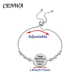 CENWA Team Damon/Stefan/Salvatore Since 1864 - Pulsera ajustable para regalo de vampiro