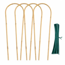 Moromyse Plant Trellis Indoor 16in Bamboo Trellis Loop - Shaped Trellis for Climbing Plants Indoor with Twist Ties 4 Pack