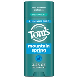Tom’s of Maine Mountain Spring Aluminum Free Natural Deodorant For Women & Men | Goes on Clear | Odor & Wetness Protection | Naturally Derived and Moisture-Locking Ingredients | 3.25 oz