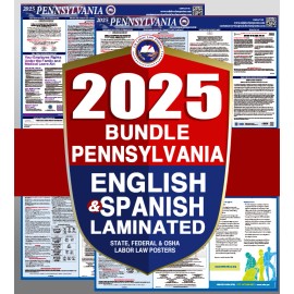 US Labor Law Poster 2025 Pennsylvania PA LABOR LAW POSTER (Federal & State) Bundle Laminated