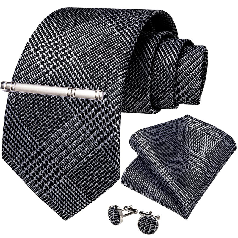 DiBanGu Men's Necktie, Handkerchief, Cufflinks, Tie Pin Set, Formal, Entrance