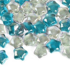 LUEYAO Star Glass Vase Filler Decorative Stars Shape Premium Glass Beads for Vases Gems Aquarium Pebbles Decorative Table Scatter Decor Blue Clear 1.3 LB 40 PCS
