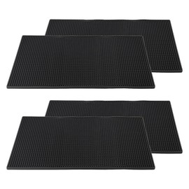 SENJEOK 4 PCS 18 x 12 Inch Large Rubber Bar Mat, 45 x 30 x 1cm Black Bar Service Mat, Rubber Spill Mat for Coffee, Restaurants Counter Top