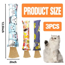 SILFGRLF 3PCS Catnip Toys for Cat, Catnip Toy Gifts for Indoor Cats, Cartoon Printed Catnip Toy with Tassels, Cat Chew Toys Kitten Kitty Pillow, Bite Resistant Products for Cats