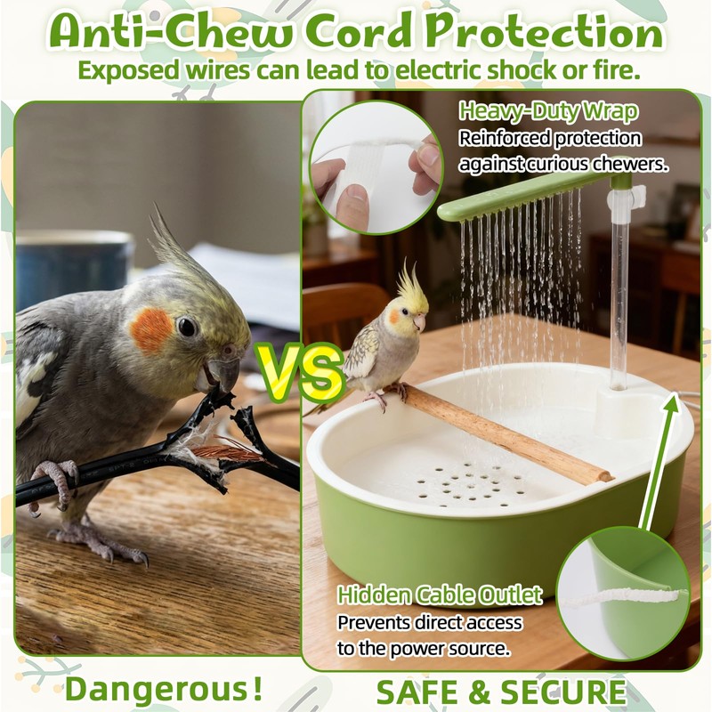 Lonepetu Automatic Parakeet Bird Bath Shower, Quiet Circulating Parrot Bathtub