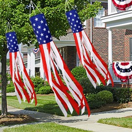 3 Pack 70+60+40 Inch Large American Flag Windsock Patriotic 4th of July Decorations Stars Stripes US Wind Sock Outdoor Hanging Garden Yard Red White Blue Memorial Day, National Independence Day Decor