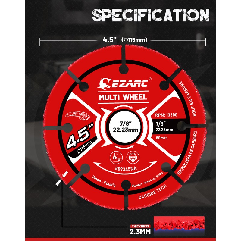 EZARC 4 1/2 Cut Off Wheels, Carbide Cutting Disc, Angle