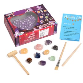 SEINHIJO Gemstone Dig Kit - Dig Up 9 Real Gemstones and Crystals, Science Kit for Kids, Collection Gift for Girls and Boys,Toys for Age 6+