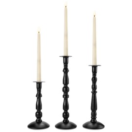 Candle Stick Candle Holder, Image 3 Pcs Black Matte Taper Candle Holder, Rust-Proof, Non-Slip, Metal Taper Candle Stick Holders for Home Décor, Wedding, Birthday and Anniversary（Candles Excluded）