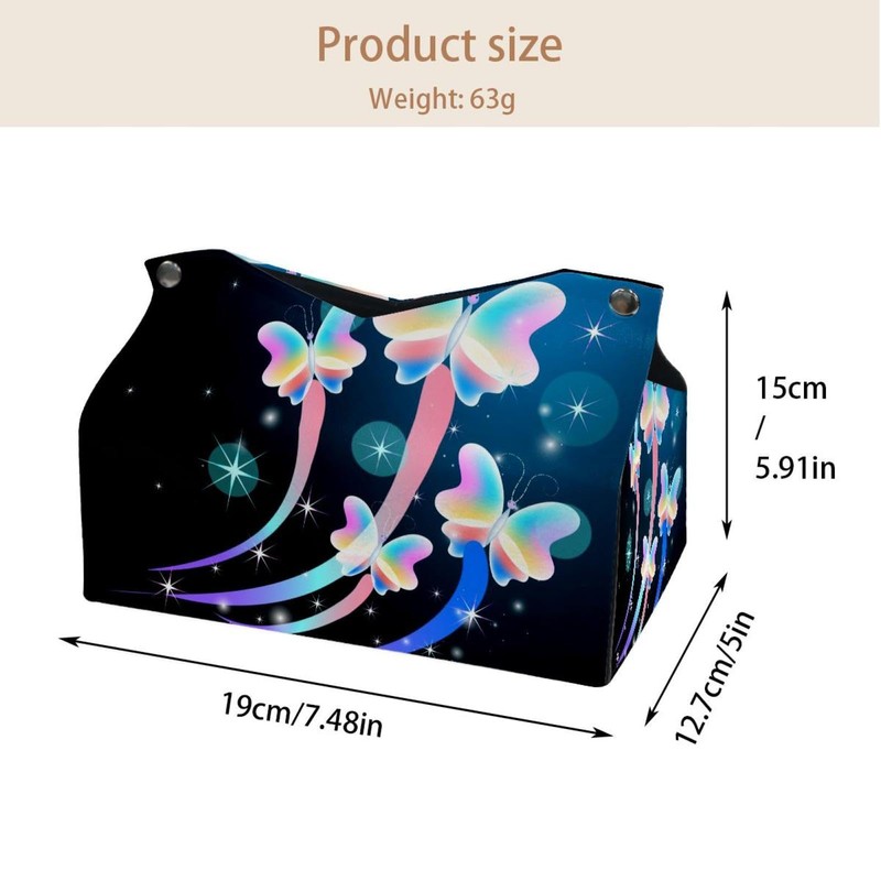 2 Pack Tissue Box Cover Holder, Graceful Peacock Rectangle Leather