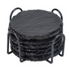 Set of 6 Rustic Round Slate Stone Drinks Coasters with