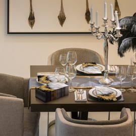 Geyoga 200 Pcs Marble Guest Napkins 2 Ply Disposable Guest Bathroom Paper Napkins Black Gold Marbleized Hand Towels for Home Bathroom Kitchen Table Decor (Black Gold)