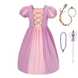 Dressy Daisy Vestidos de Disfraz de Princesa Ropa Algodón Casual con trenza y accesorios para Niñas Talla 2-3 Años, Morado