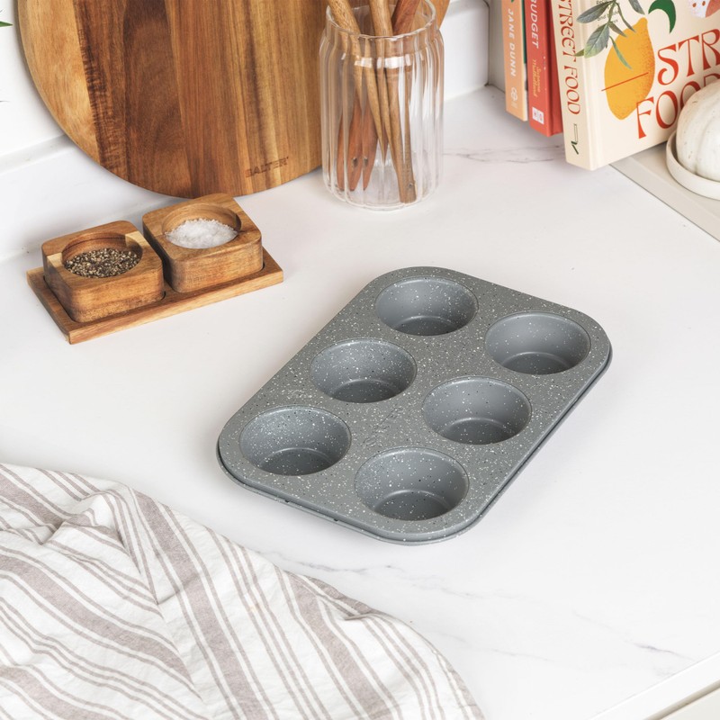 Salter BW02778G Marblestone 6 tassen Muffin-Backform - Muffinform, Antihaft Muffinblech