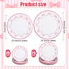 Yungyan 50 Pcs Pink Bow Disposable Paper Plates 7and 9