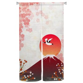 XMJJKUF Long Japanese Noren Doorway Curtain Boho Style Mount Red Sun Printed Tapestry Entrance Fengshui Door Curatain Single Side Window Treatment for Home Bistro Bar Room Decors,33.5"x 70.9"